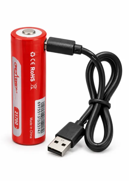 Аккумулятор OrcaTorch тип 21700 5000mAh с USB зарядкой