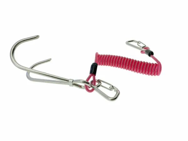 Рифовый крюк двойной с пружинной спиралью и карабинами