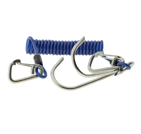 Рифовый крюк двойной с пружинной спиралью и карабинами