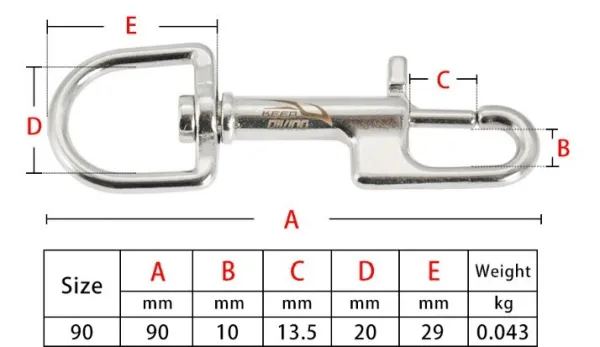 Односторонний карабин Keep Diving длиной 90 мм с кольцом 20 мм