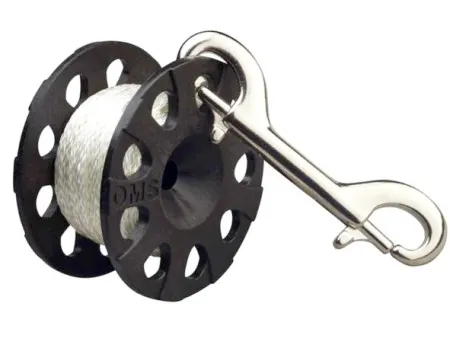 Шпуля с линем и карабином OMS 45 метров черная