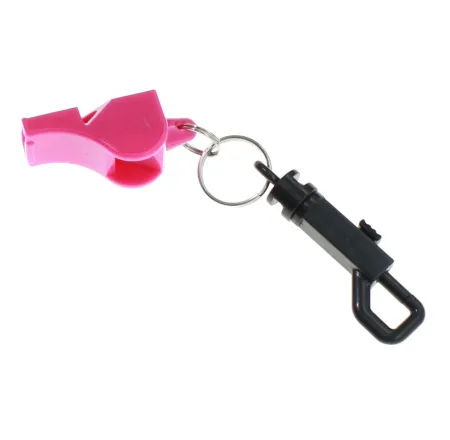 Свисток универсальный с карабином розовый