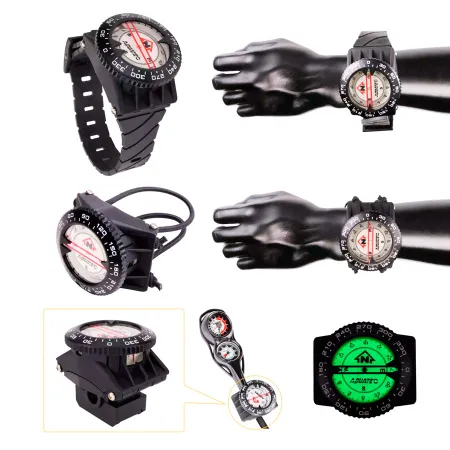 Консоль двухприборная Aquatec для дайвинга манометр 400 бар + компас