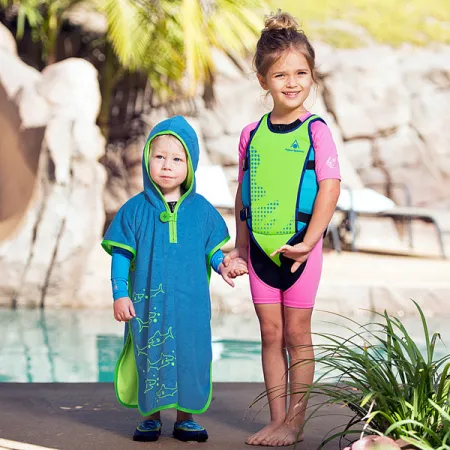 Детская накидка полотенце Aqua Sphere MP синяя с лаймом