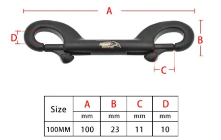 Двухсторонний карабин с покрытием Keep Diving 100 мм черный Двухсторонний карабин с покрытием Keep Diving 100 мм черный
