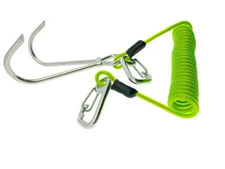 Рифовый крюк двойной с пружинной спиралью и карабинами