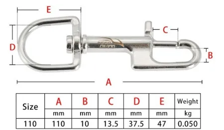 Односторонний карабин Keep Diving длиной 110 мм с кольцом 35 мм