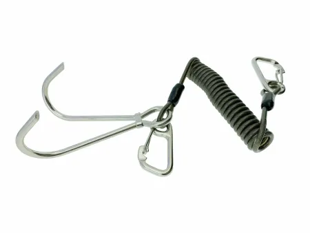 Рифовый крюк двойной с пружинной спиралью и карабинами