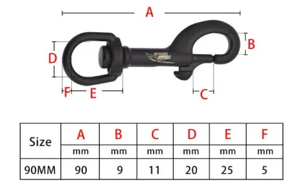 Односторонний карабин с покрытием Keep Diving 90 мм черный