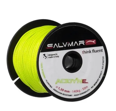 Линь ярко желтый Salvimar Active Dyneema 1.3 мм до 140 кг (цена за 1 метр)