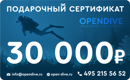 Электронный подарочный сертификат Opendive на 30000 рублей