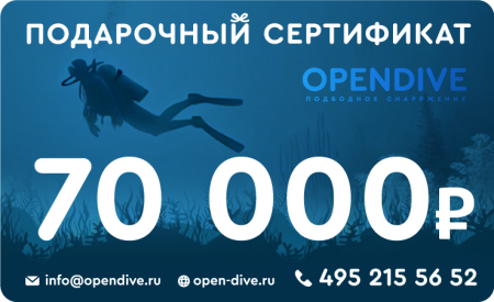 Электронный подарочный сертификат Opendive на 70000 рублей