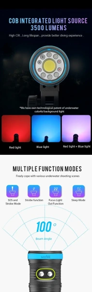 Подводный осветитель Weefine Smart Focus 3500 Люмен