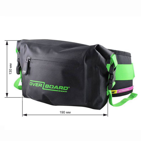 Герметичная поясная сумка Overboard Black Green 2 литра