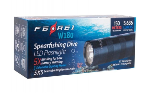 Фонарь Ferei W180 CW холодный свет без аккумуляторов и зарядки 5600 Люмен