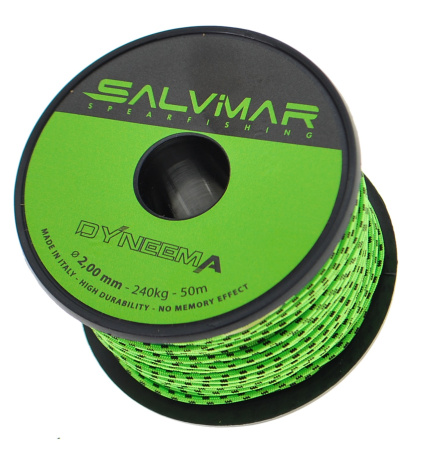 Линь Salvimar Dyneema, 2.0 мм нагрузка до 240 кг зеленый (цена за 1 метр)