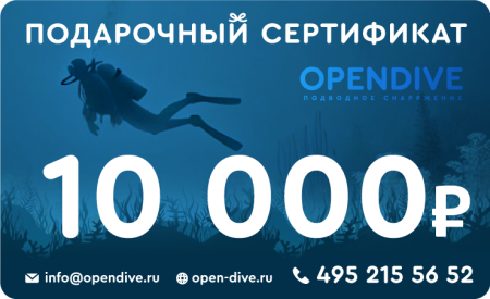 Электронный подарочный сертификат Opendive на 10000 рублей