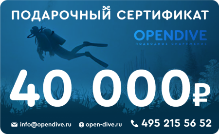 Электронный подарочный сертификат Opendive на 40000 рублей