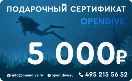 Электронный подарочный сертификат Opendive на 5000 рублей