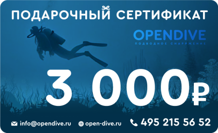 Электронный подарочный сертификат Opendive на 3000 рублей