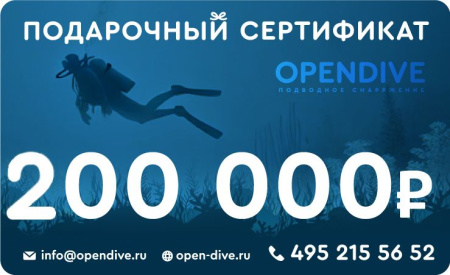 Электронный подарочный сертификат Opendive на 200000 рублей